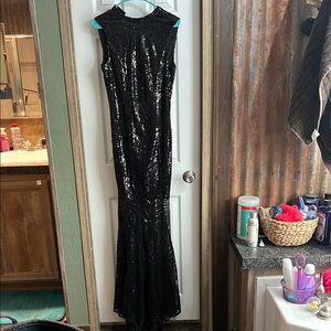 The Clothing Company Black Sequin Mock Neck Gown